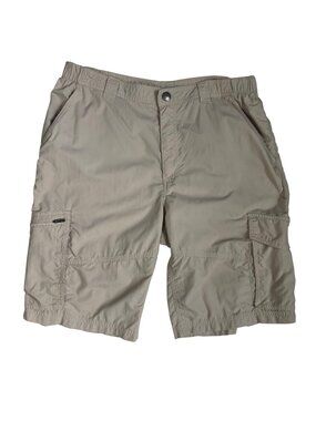 Columbia Nylon Ripstop Cargo Shorts Mens 36x12 Beige Outdoor Hiking Camping